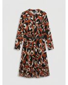 Faltenrock Amelia mit Cognac-Print
