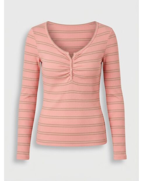 Camiseta Mariko de rayas salmón