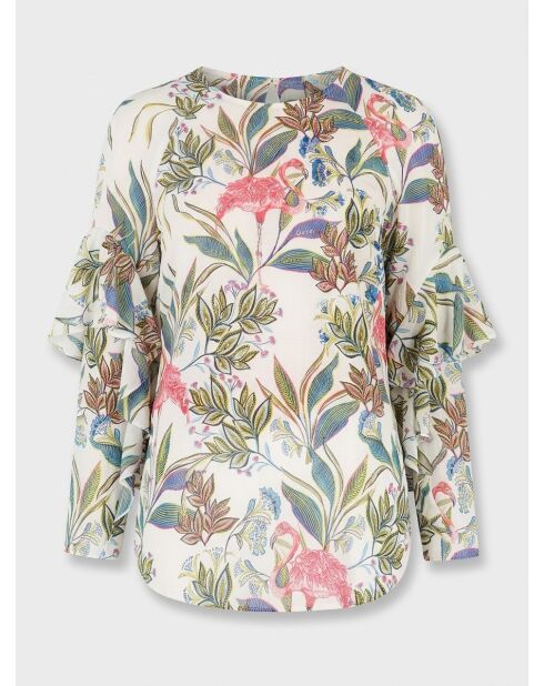 Blusa Goelette bianca con stampa vegetale
