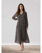 Schwarzes, bedrucktes, fließendes Maxikleid