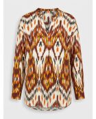 Blusa de cabina estampada en rojo/amarillo/crudo