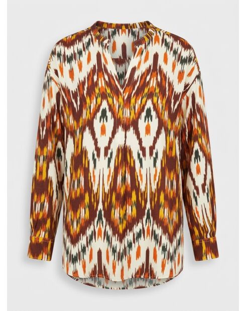 Blusa de cabina estampada en rojo/amarillo/crudo
