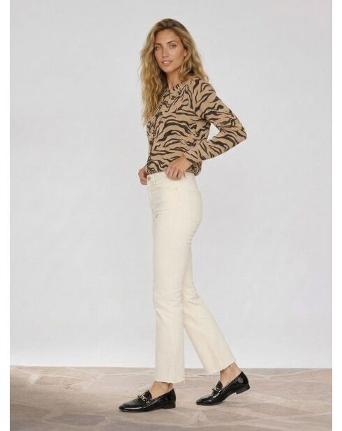 Flare The Kick Cropped ecru jeans van biologische katoenmix