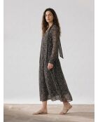 Schwarzes, bedrucktes, fließendes Maxikleid