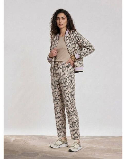 Flowy Hose Nina rosa/ecru/schwarz