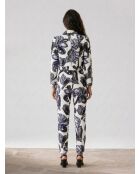 Pantalon Cléa à motifs blanc/lavande/noir