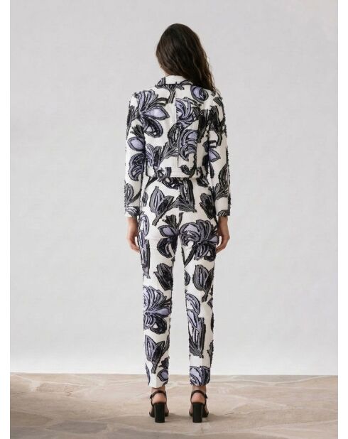 Pantaloni Cléa con motivi bianco/lavanda/nero