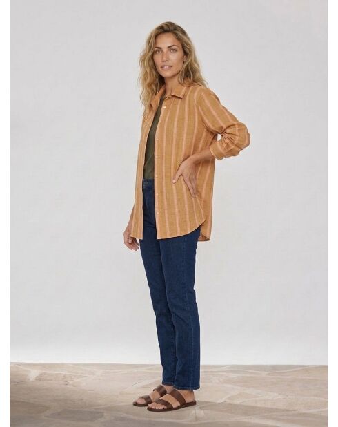 Camisa Cara Peach en mezcla de lino