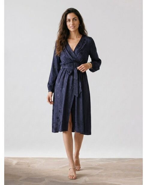Kleid Dana mit farblich abgestimmten marineblauen Mustern