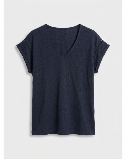Rastrapi marineblauw T-shirt van 100% linnen