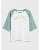 T-Shirt 100% Lin Tekla eucalyptus/blanc