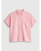 Laney Down Peony Pinkes Hemd aus Leinen und Baumwolle