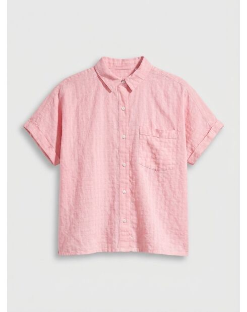 Camisa Laney Down Peony de lino y algodón rosa