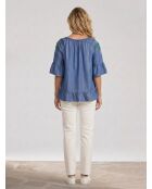 Carolane blaue Jeansbluse mit Rüschen