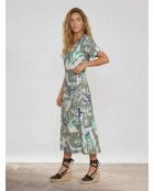 Langes Rollkleid aus 100% Leinen in Khaki/Braun