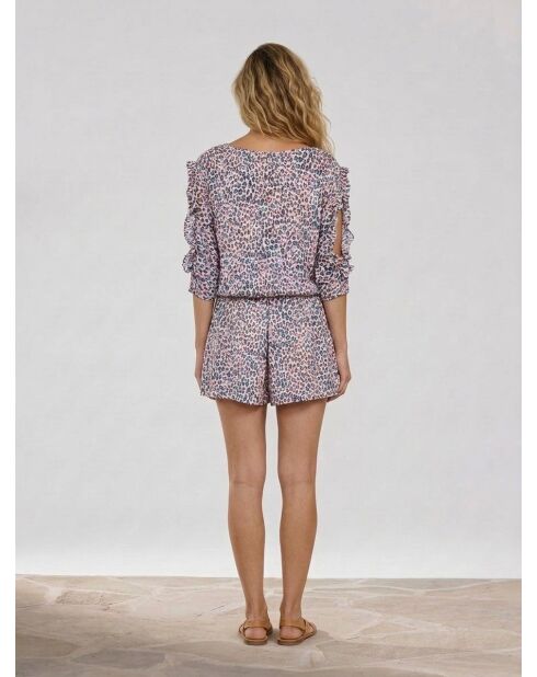 Blusa de manga elegante con estampado multicolor
