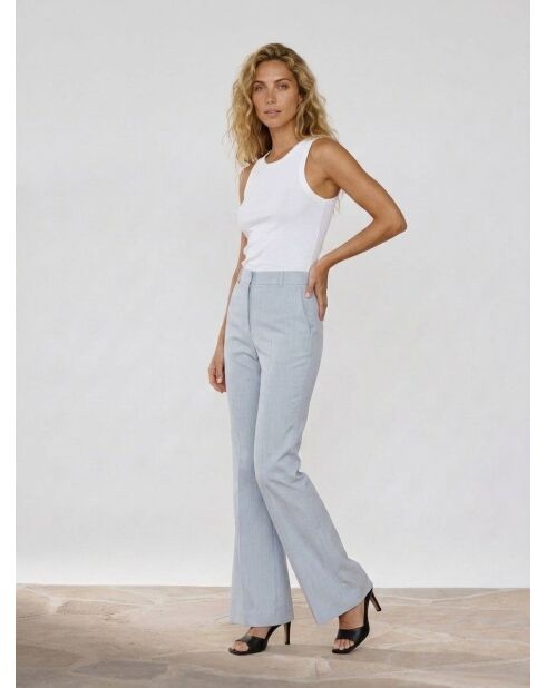 Pantaloni blu in tessuto fiammato