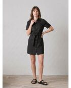 Schwarzes Kleid Rila aus Leinenmischung