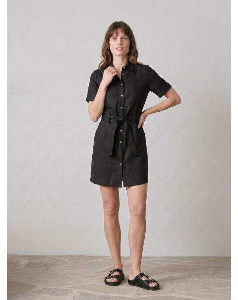Schwarzes Kleid Rila aus Leinenmischung