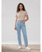 Capri jeans van biologisch katoen met lichtblauwe knopen