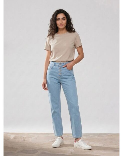 Jean en Coton Bio Capri boutons bleu clair