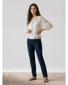 Bluse Dhalia mit ecrufarbenen Blumen