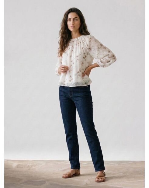 Bluse Dhalia mit ecrufarbenen Blumen