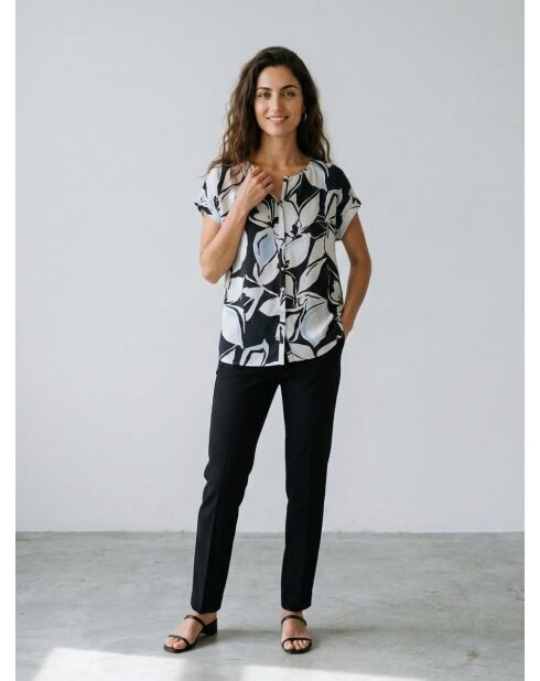 Camicia Colombes in misto lino nera