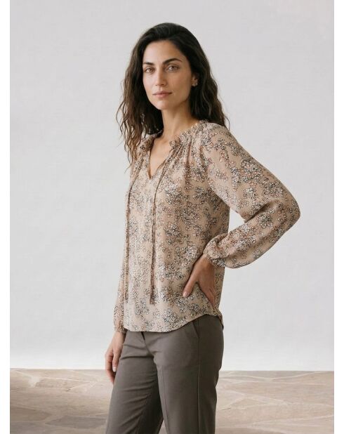 Blusa Logan con stampa lurex beige