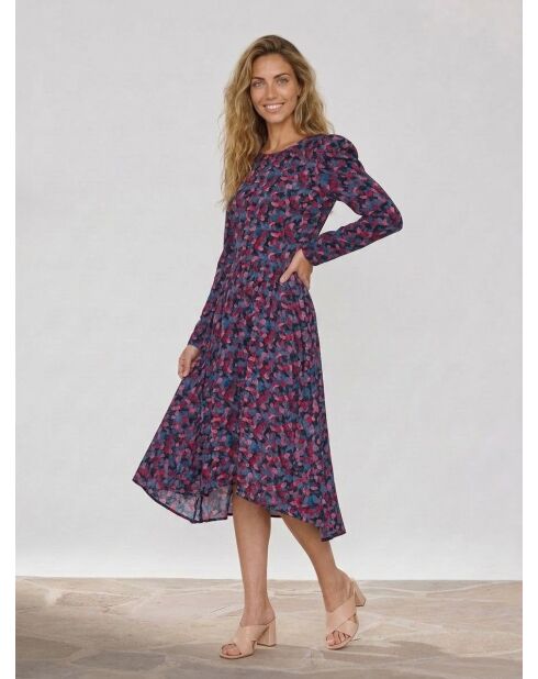 Schnürkleid mit mehrfarbigem Aufdruck