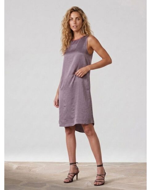 Saida lilafarbenes Kleid aus Leinenmischung