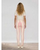 Gestreifte Jeans in Rosa/Ecru