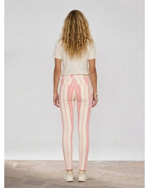 Gestreifte Jeans in Rosa/Ecru
