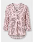 Weiße/mehrfarbige geometrisch bedruckte Bluse