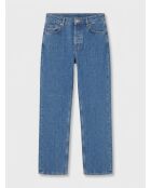 Himmelblaue Jeans in Rohblau mit normaler Passform und hoher Taille