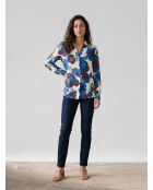 Blouse Letta imprimée bleue