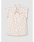 Antoine witte hemdblouse met bloemenprint en lavallierkraag