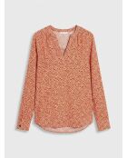 Chemise print micro fleurs orange