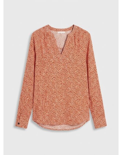 Camisa naranja con estampado de microflores