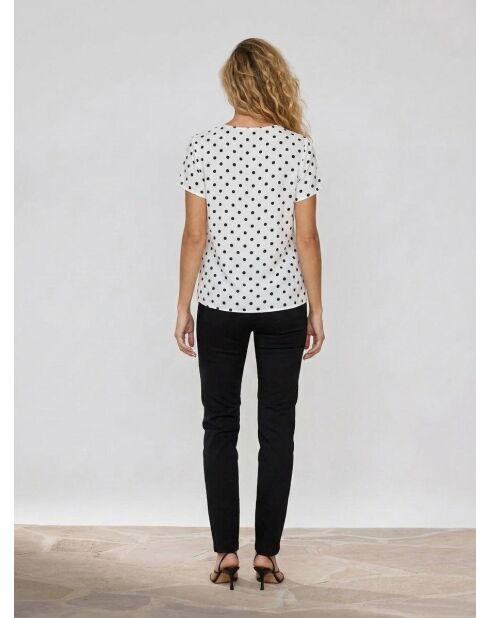 Top de lunares blanco turquesa