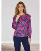 Satinbluse Lexa rosa/blau