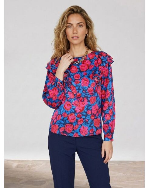 Blusa Lexa de satén rosa/azul