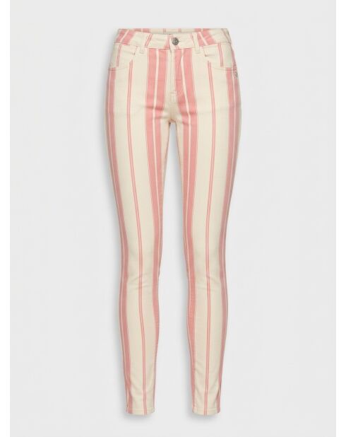 Gestreifte Jeans in Rosa/Ecru