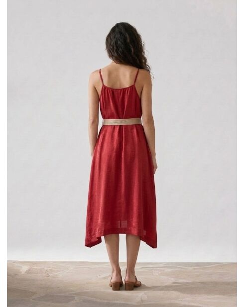 Vestido en mezcla de lino brillante Nahla fushia
