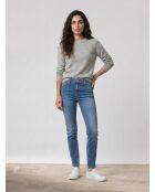 Mittelblaue Skinny-Jeans mit hoher Taille