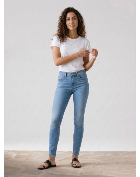 721 Mittelblaue Skinny-Jeans mit hohem Bund