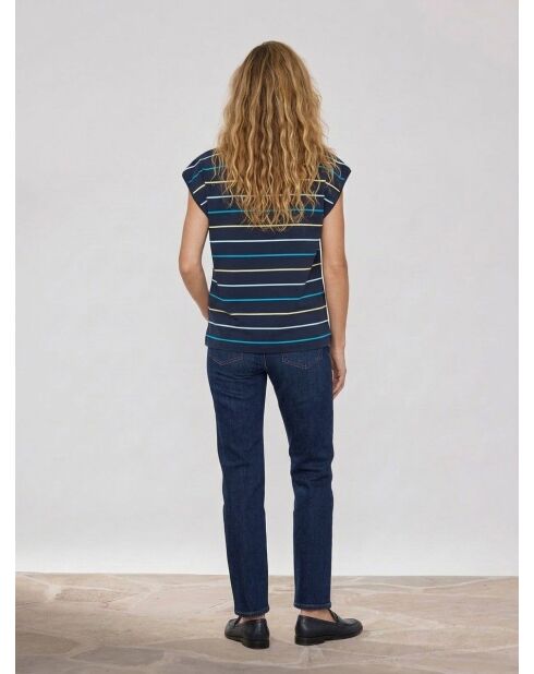 T-Shirt en Coton Fidela à rayures bleu marine