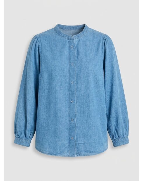 Jeansbluse Eymeline aus Leinen und Baumwolle