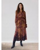 Elsa Satinrock mit braunem Sandelholzprint