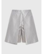 Short-Jupe en Soie mélangée gris clair